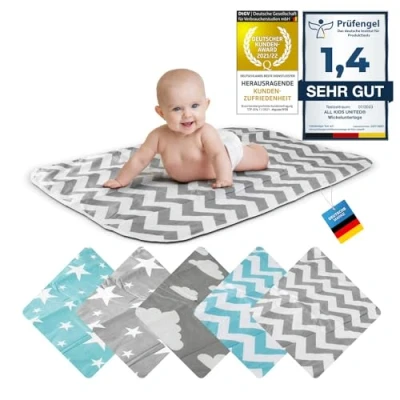 Image of Changing mat Baby Blanket pad for Babies and Toddlers; Breathable, Washable, Reusable; 50 x 70 cm (Zigzag Grey)