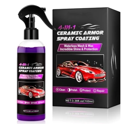 Image of Ceramic Coating Car Wax Spray 4 in 1 Hydrophobic Repair, Polish, Waterless Wash, and Shine, 100ML Polymer Sealent Top Coat Protection