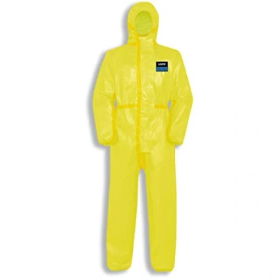 Image of Uvex 3B Chem Classic Chemical Protective Suit Yellow Disposable Coverall Against Liquid Chemicals L