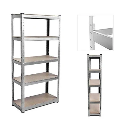 Image of EFAN Garage Shelving Units 150 x 70 30cm, Heavy Duty 5 Tier Boltless Racking Shelves For Storage, 175KG Per Shelf, Workshop, Kitchen, Bathroom, Galvanised Year Warranty