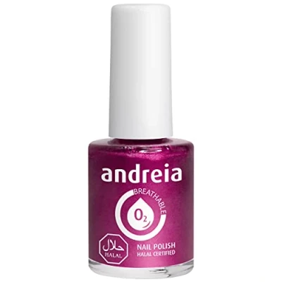 Image of Andreia Halal Breathable Nail Polish Water Permeable Glossy Vegan and Cruelty Free Colour B11 Metallic Pinky Purple 10.5 ml