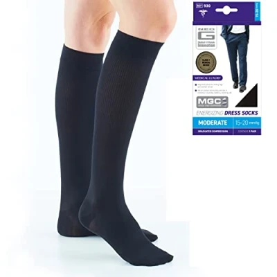 Image of Neo G Dress compression Socks Men for Daily Wearing. Knee High Mens Light 14 18mmHg graduated everyday wearing &amp; during long periods of inactivity Black S