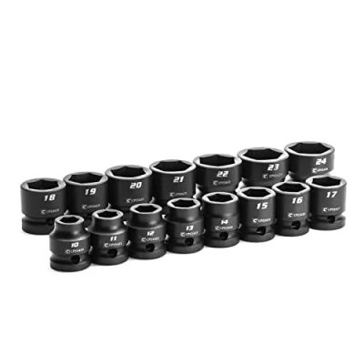 Image of Capri Tools 1/2 in. Drive Stubby Impact Socket Set, Metric, 10 to 24 mm, 15 Piece