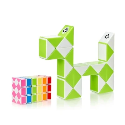 Image of CUBIDI® Magic Snake Cube Fidget Toy for Kids Travel Toys Ages 4 8 Great Gift Boys and Girls Birthday, Christmas, Stocking Stuffers 24 Blocks 2,2x1,7 cm Green