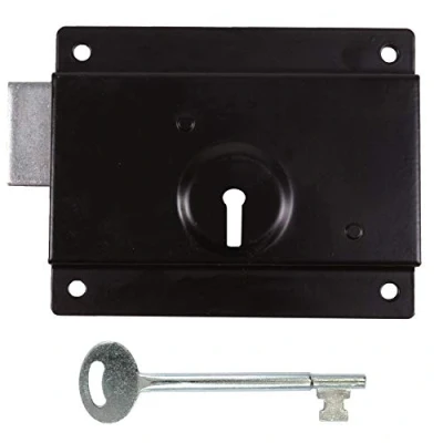 Image of TIMCO Press Lock Black 5&quot; Surface Mounted Shed Door &amp; Gate Deadlock