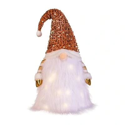 Image of Christmas Tree Topper Gnome Light up Xmas Toppers 24x10 Inch Large Lighted Gnomes with Sequin Hat Farmhouse Santa Claus Tabletop Fireplace Decorations for Home Office Holiday Party Decor