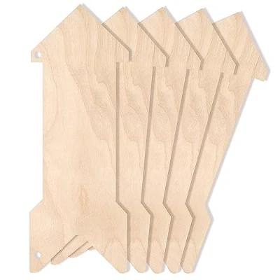 Image of Creative Deco 5 x Wooden Pendant Bow Arrow Dart Sign 30 11 cm Unpainted Blank Plywood Cutouts Perfect for Paint, Gift, Arts &amp; Crafts, DIY Projects, Pyrography, Decoupage, Decoration