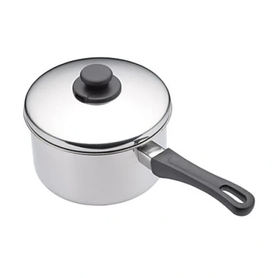 Image of KitchenCraft Extra Deep Induction Saucepan with Lid, 20 cm Stainless Steel Pan, Silver