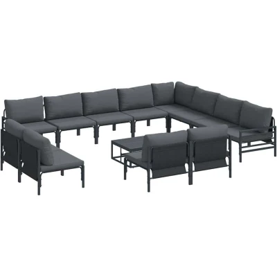 Image of vidaXL Garden Sofa Set 13 pcs Anthracite Steel