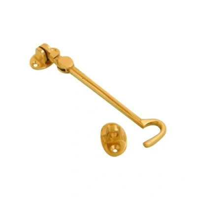 Image of Vibe Cabin Hook Silent Pattern 200mm on Brass Gate Latch, Door Hook, and Eye Garden Catch, Latches for Internal External Doors