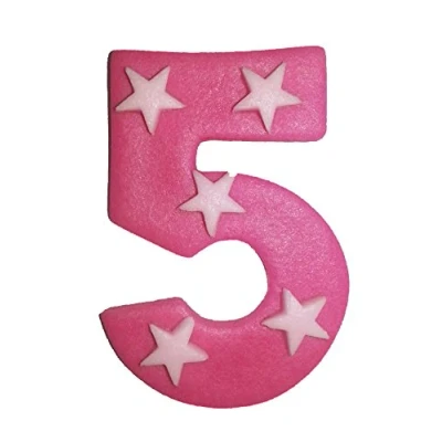 Image of 6.5cm x 5cm Pink Sugar Number With Stars: 5