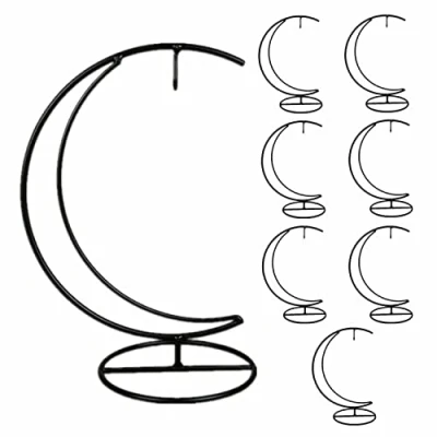 Image of Eidoct 8Pcs Ornament Display Stand, Moon Shaped Iron Hanging Stand Rack Holder for Home Wedding Decoration, Glass Globe and Witch Ball(Without Bottle)