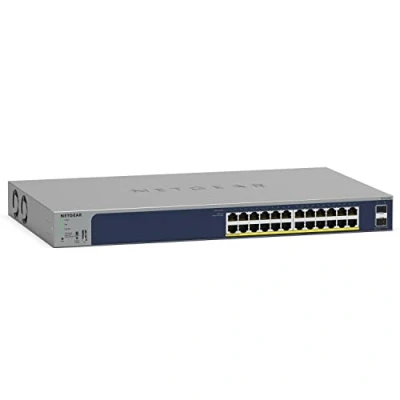 Image of NETGEAR (GS724TPPV3) 26 Port Gigabit PoE Manageable Smart Web Switch Cloud Manageable, 24 x 380W PoE+ Ports, 2x 1Gigabit SFP Desktop or Rack, and Limited Lifetime Protection