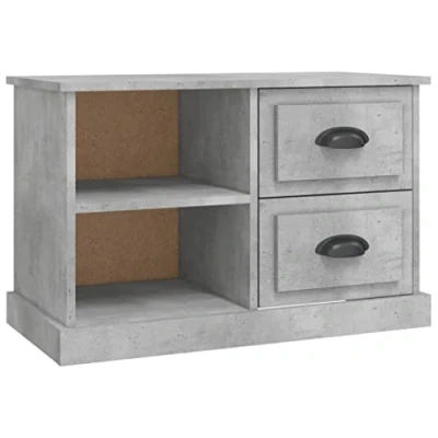 Image of vidaXL Engineered Wood TV Cabinet Modern Grey Television Stand with Ample Storage and Flexible Drawer Installation for Living Room/Bedroom, 73x35.5x47.5 cm