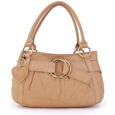 Image of Gigi Women&#039;s Leather Top Handle Bag Ladies Small Handbag With Heart Keyring Charm OTHELLO 4466 Antique Honey