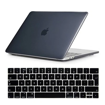 Image of Se7enline Compatible with 2016 2017 2018 2019 2020 MacBook Pro 15 Case Plastic Hard Shell Cover inch A1707/A1990 Touch Bar ID Keyboard Cover, Crystal Black