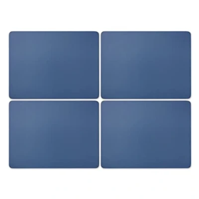 Image of Set of 4 Standard Placemats Classic Designs Cork Back Table Mats Harbour Blue