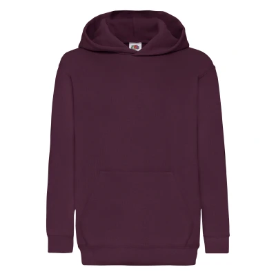 Image of Fruit of the Loom Childrens Unisex Hooded Sweatshirt / Hoodie (Burgundy) Size 5 6Y