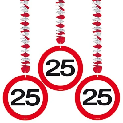 Image of Folat 25th Birthday Traffic Sign Hangers 3 pieces