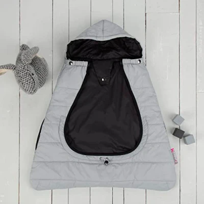 Image of Comfi Cape 2 in 1 Universal Baby Carrier and Stroller Liner Newborn Travel Out &amp; About Essentials Keep Your Warm Cozy Pewter Grey