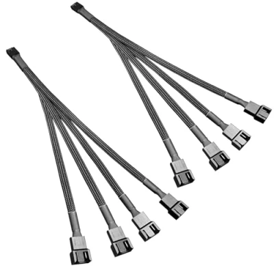 Image of 2Pcs PWM Fan Splitter Adapter Cable Sleeved Braided Y Computer PC 4 Pin Extension Power for ATX Case Cooling
