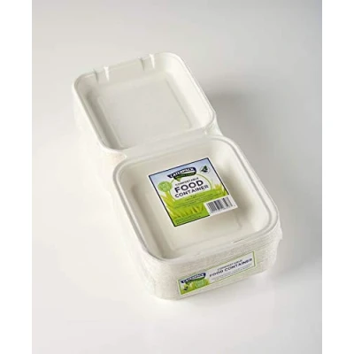 Image of Caterpack Enviro Range food Containers 8 x 50 Pack. Disposable, biodegradable containers. Suitable for microwaving and freezing, water repellent greaseproof