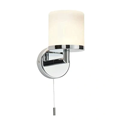 Image of Saxby Lipco 28W Chrome Plated &amp; Matt Opal Duplex Glass IP44 Bathroom Wall Light