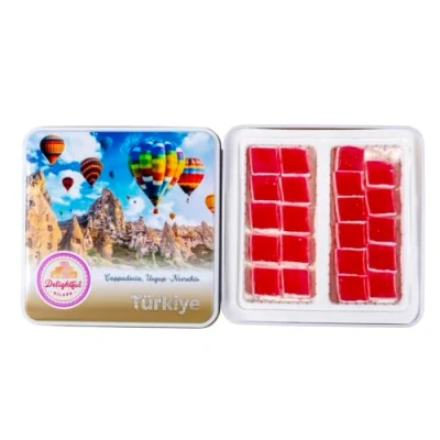 Image of Delightful Dilara Gul Aromali Lokum Rose Turkish Delight Gift Box 500g Tin Tubs of Vintage Sweets Birthday Present Food Gifts Eid Confectionery Gluten Free