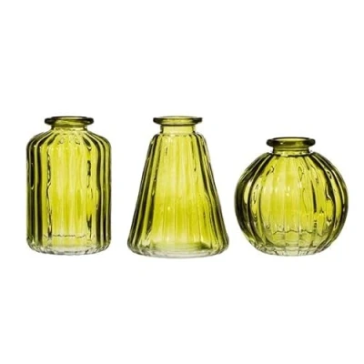 Image of Sass &amp; Belle Olive Green Glass Bud Vases Set of 3