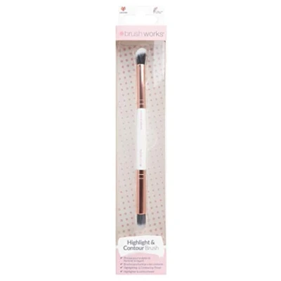 Image of Brushworks Highlight &amp; Contour Brush Pink Gold