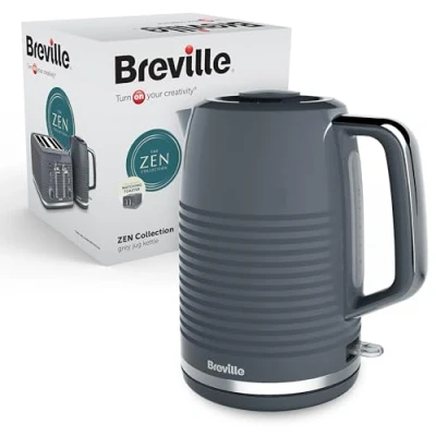 Image of Breville Zen Grey Electric Kettle 1.7L 3kW Fast Boil &amp; Silver Chrome [VKT250]