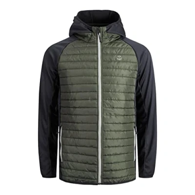 Image of JACK &amp; JONES Male Hybrid Jacket, Forest Night/w. Black, S