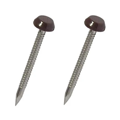 Image of 50 x Brown UPVC 30mm Poly Top Pins Plastic Headed Fascia Fixings