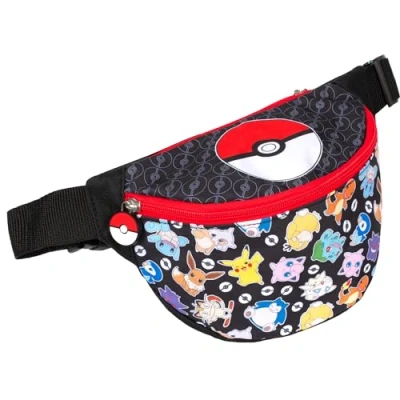 Image of Pokémon Bum Bag for Boys Adjustable Strap Lightweight Funny Pack Waist Travel Pouch Kids Crossbody with Strap, Bumbag