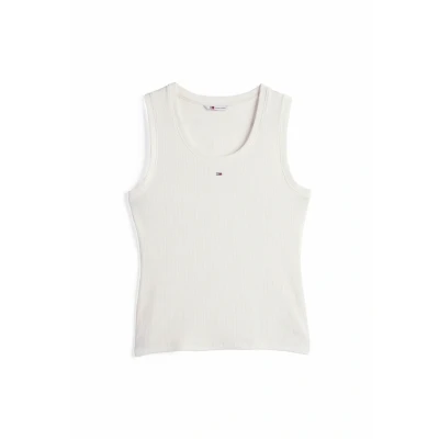 Image of TOMMY JEANS Women’s Essential Rib Slim Fit Tank Top, White (Ecru), 3XL