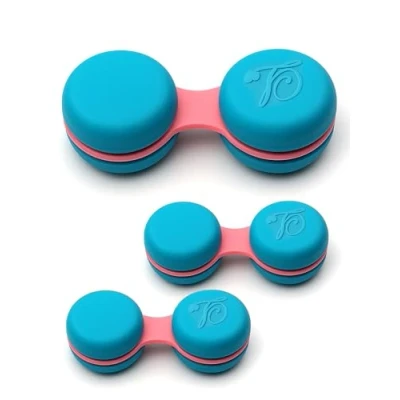 Image of SPORTS WORLD VISION 3 Pieces New Macaroon Blue Contact Lens Storage/Soaking Case for Left/Right Eyes Durable, Compact, Portable and Leakproof Cases Pcs
