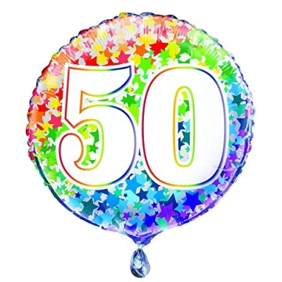 Image of Unique Party 55785 18&quot; Foil Rainbow Stars Number 50 Balloon