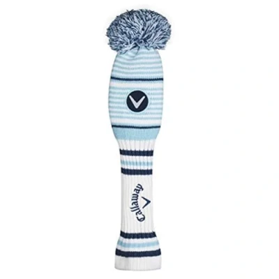 Image of Callaway Golf 2020 Pom Fairway Wood Headcover, White/Light Blue/Navy, One Size, 5520013