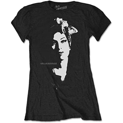 Image of Amy Winehouse Women&#039;s Scarf Portrait T Shirt, Black, S UK