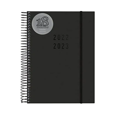 Image of Finocam Diary 2022 2023 Spiral Bound 18 Months 2 Days per Page July to December (18 Months) Black International