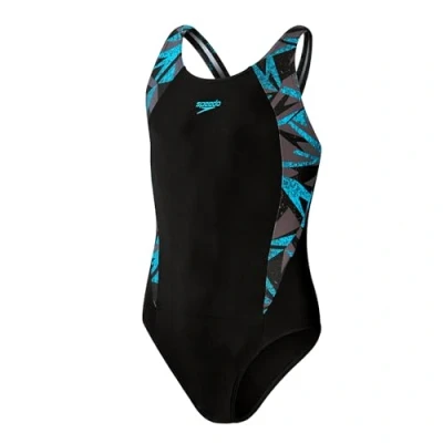 Image of Speedo Girl&#039;s HyperBoom Splice Muscleback Black/Blue Swimsuit/Swimming Costume