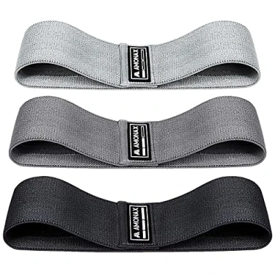 Image of Amonax Fabric Resistance Bands Women Glute Female for Booty, Squat Exercise Elastic Resistant Weight Loss Workout Equipment Gym Fitness Accessories Legs Butt Bum (Black set)