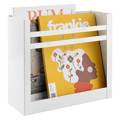 Image of Navaris Wall Mounted Magazine Holder Hanging Organiser Rack for Magazines Files Books Documents Newspapers White, 30 x 27 11 cm