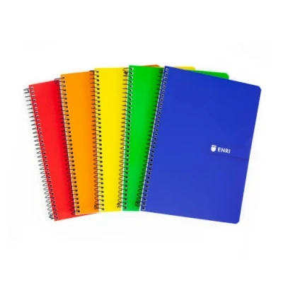 Image of Enri, Notebooks A4 (Folio) Grid 4x4, Soft Cover, 80 Sheets, Pack 5 Notebooks, Assorted Colors