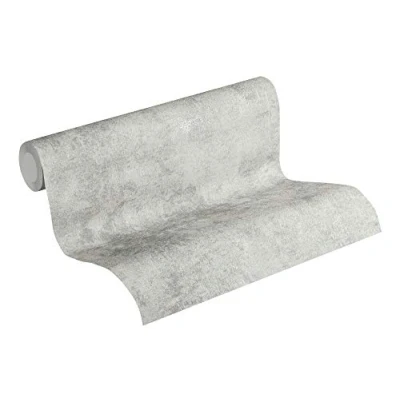 Image of Plain Wallpaper New Walls A.S. Création Non Woven 10.05 m x 0.53 Grey Silver Made in Germany 374254 37425 4