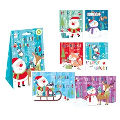Image of Giftmaker Christmas School Cards 32 Pack Assorted Styles