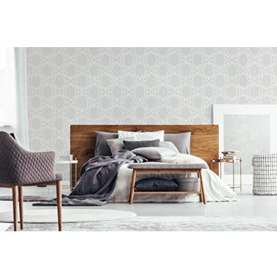 Image of Superfresco Easy Montague Silver Geometric Wallpaper