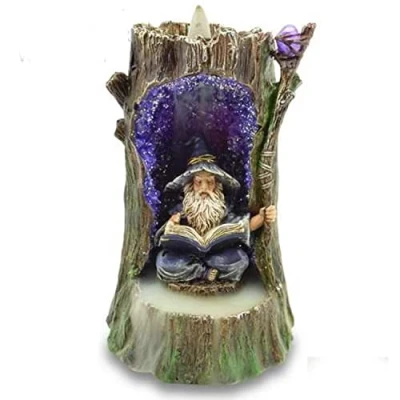 Image of Puckator Wizards Crystal Cave LED Backflow Incense Burner Home Zen Meditation Decor Accessories Waterfall Cone Spiritual Feng Shui Gothic Goth Relaxation Gifts Gift Desk Ornaments