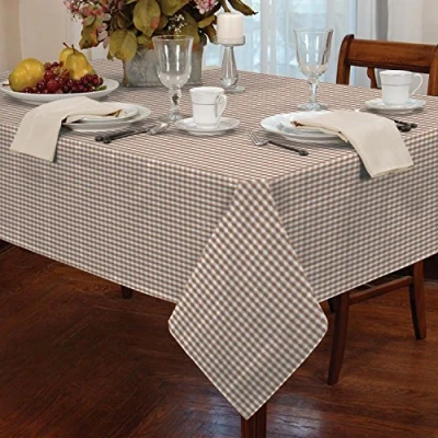 Image of Classic Home Store Alan Symonds Tablecloths Gingham Tablecloth Beige 54 x 72