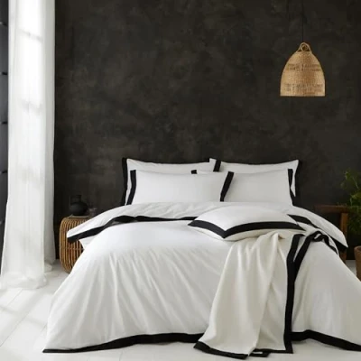 Image of Style Sisters Textured Cotton Single Duvet Cover Set with Pillowcase Ivory